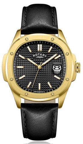 Rotary - Sport, Yellow Gold Plated - Leather - Stainless Steel Quartz Watch, Size 40mm GS05578-04