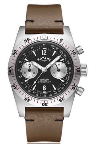 Rotary - RW 1895 Heritage, Stainless Steel - Leather - Chrono Quartz Watch, Size 38mm GS05500-30