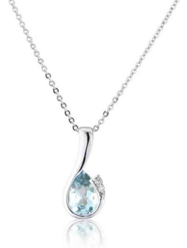 Mark Milton - Dia & Aqua Set, White Gold - 9ct Pendant & Chain - CH038-6WDAQ