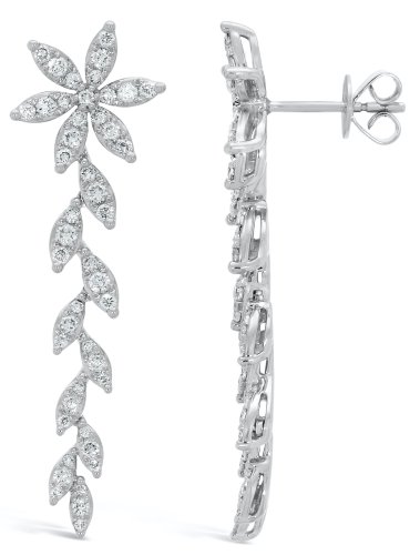 Guest and Philips - Diamond Set, White Gold - 18ct D1ct 92st Fern Leaf Drop Earrings 18EADI82664