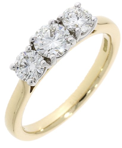 Guest and Philips - D 0.53ct D 0.47ct W2 Set, Yellow Gold - White Gold - 18ct 3 Stone Ring 12743H22