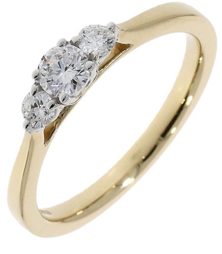 Guest and Philips - D 0.32ct D 0.43ct W2 Set, Yellow Gold - White Gold - 18ct 3 Stone Ring 16761H1