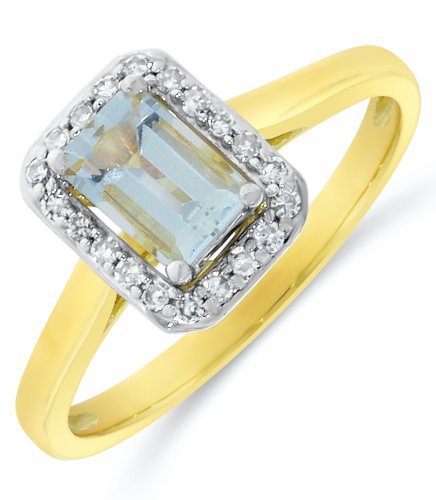 Guest and Philips - Aquamarine Set, Yellow Gold - White Gold - D 10pt 20st Ring 09RIDG85166