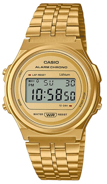 Casio Yellow Gold Plated Quartz Digital Watch Size 38.8mm