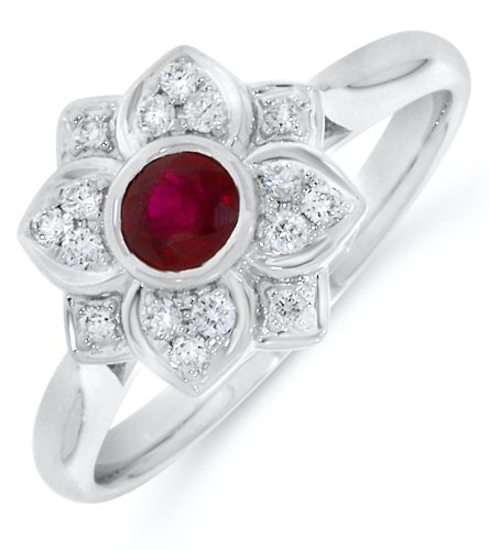 Guest and Philips - 15PTS 16STONE DIAMOND, Ruby Set, Platinum - RING PLRIDG85511