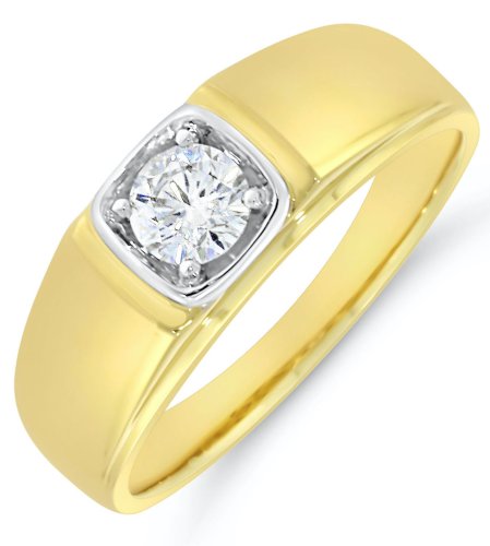 Guest and Philips - Yellow Gold - White Gold - 9ct LG 50pt 1st Dia Rect Signet Ring 09RIDI89424