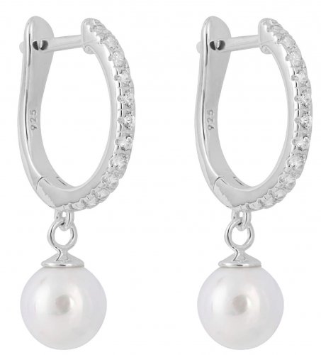 Gecko - Pearl Set, Sterling Silver - Hoop Earrings E6234W