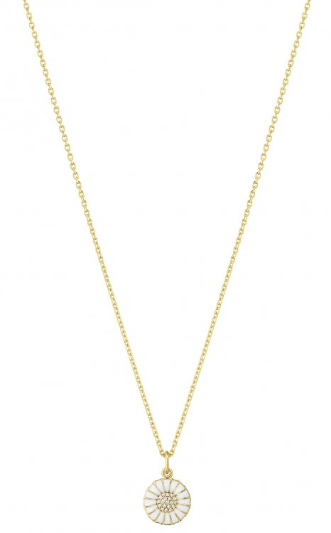 Daisy gold-plated 11mm pendant with white enamel I Georg Jensen