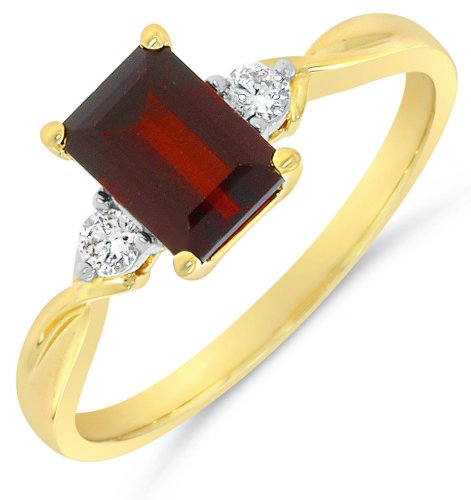 Guest and Philips - Garnet Set, Yellow Gold - White Gold - 9ct D 10pt 2st Gar 1st Ring 09RIDG85489