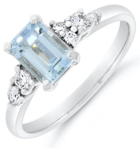 Guest and Philips - Aquamarine Set, White Gold - 18ct D20pt 6st Ring 18RIDG85338