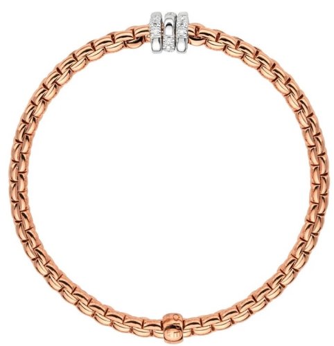 Fope - Eka, Diamonds 0.33ct Set, Rose Gold - White Gold - 18ct Bracelet, Size XL - 739BPAVEXL