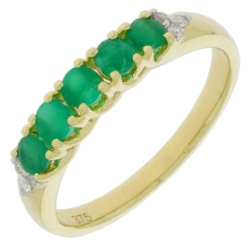 Guest and Philips - 9ct 0.05 DIAMOND, Emerald Set, Yellow Gold - White Gold - RING 09RIDG83679