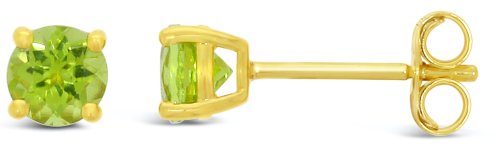 Guest and Philips - Peridot Set, Yellow Gold - 9ct Per 2st Rnd 4 Claw Stud Earring, Size 5mm 09EASH83885