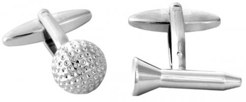 Dalaco - Golf Ball & Tee, Rhodium Plated Cufflinks 90-1013