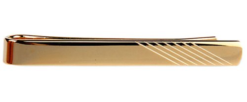 Dalaco - Diagonal Lines, Yellow Gold Plated Tie Slide 100-1270