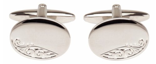 Dalaco - Rhodium Plated Oval Cufflinks 90-9009