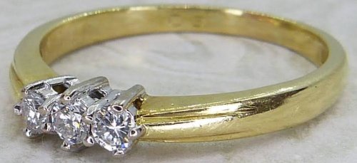 Antique Guest and Philips - Diamond Set, Yellow Gold - White Gold - Three Stone Ring R5516