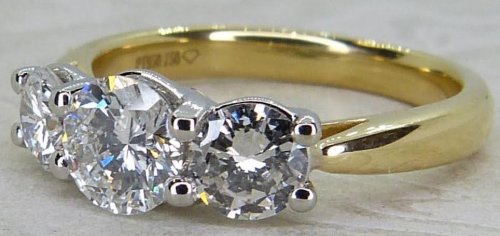 Antique Guest and Philips - Diamond Set, Yellow Gold - Platinum - Three Stone Ring R5649 (R4949)