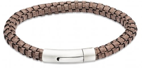 Unique - Leather - Stainless Steel - Bracelet, Size 21cm B543MO-21CM