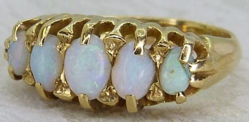 Antique Guest and Philips - Opal Set, Yellow Gold - Five Stone Ring R5497