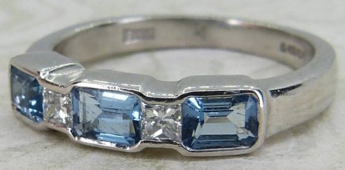 Antique Guest and Philips - Aquamarine Set, White Gold - Half Eternity Ring R5549