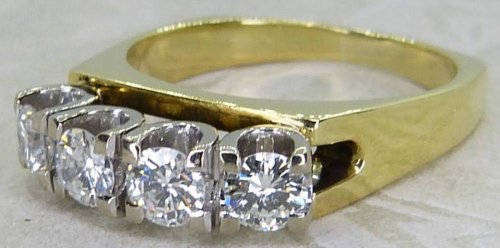 Antique Guest and Philips - Diamond Set, Yellow Gold - White Gold - Four Stone Ring R5607