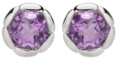 Unique - Amethyst Set, Rhodium Plated - Stud Earrings ME-942AM