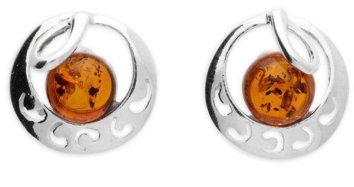 Guest and Philips - Amber Set, Sterling Silver - Bead Crescent Moon Stud H3750-B