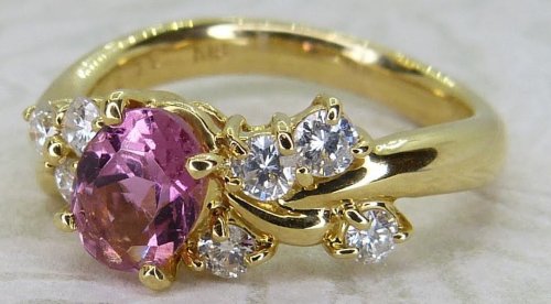 Antique Guest and Philips - Tourmaline Set, Yellow Gold - Cluster Ring R5532