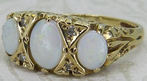 Antique Guest and Philips - Opal Set, Yellow Gold - Seven Stone Ring R5489