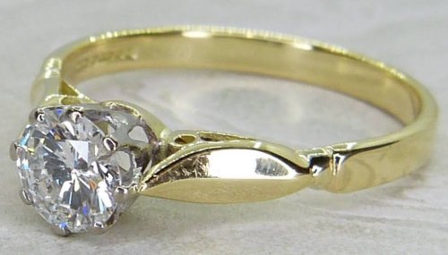 Antique Guest and Philips - Diamond Set, Yellow Gold - White Gold - Single Stone Ring R5617