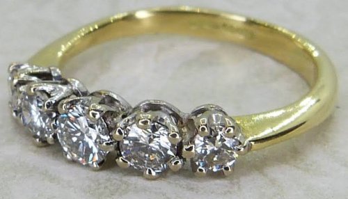 Antique Guest and Philips - Diamond Set, Yellow Gold - White Gold - Five Stone Ring R5578