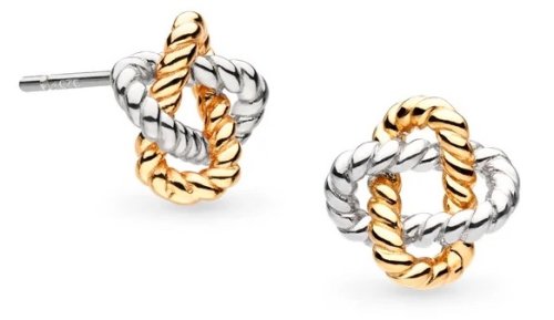 Kit Heath - Marina Rope Knot, Rhodium Plated Golden Stud Earrings 41072GRP