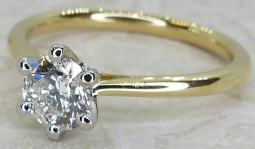 Antique Guest and Philips - Diamond Set, Yellow Gold - Platinum - Single Stone Ring R5642