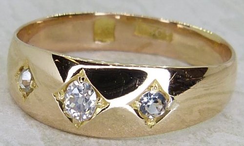 Antique Guest and Philips - Diamond Set, Yellow Gold - Three Stone Ring R5494