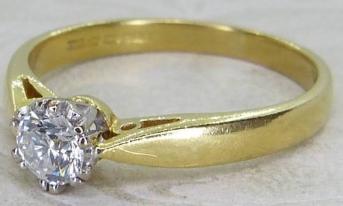 Antique Guest and Philips - Diamond Set, Yellow Gold - White Gold - Single Stone Ring R5605