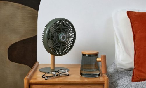 Gingko - Beyond Detachable, Plastic/Silicone - Wood - Desk Fan, Size 10.2