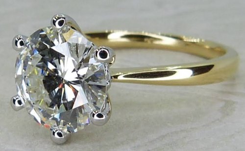 Antique Guest and Philips - Diamond Set, Yellow Gold - Platinum - Single Stone Ring R5619