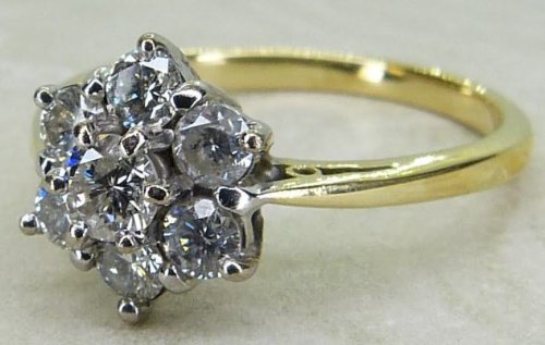 Antique Guest and Philips - Diamond Set, Yellow Gold - White Gold - Cluster Ring R5641