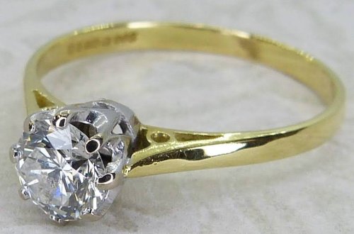 Antique Guest and Philips - Diamond Set, Yellow Gold - White Gold - Single Stone Ring R5645