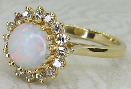 Antique Guest and Philips - Opal Set, Yellow Gold - Cluster Ring R5480