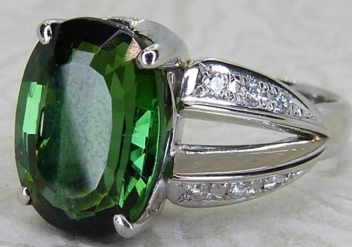 Antique Guest and Philips - Tourmaline Set, Platinum - Single Stone Ring R5528