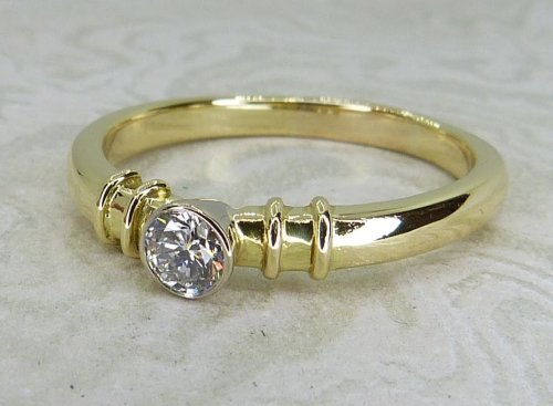 Antique Guest and Philips - Diamond Set, Yellow Gold - White Gold - Single Stone Ring R5756