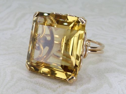 Antique Guest and Philips - Citrine Set, Yellow Gold - Single Stone Ring R5744