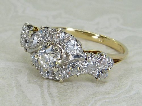 Antique Guest and Philips - Diamond Set, Yellow Gold - White Gold - Cluster Ring R5770