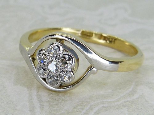 Antique Guest and Philips - Diamond Set, Yellow Gold - Platinum - Seven Stone Ring R5765