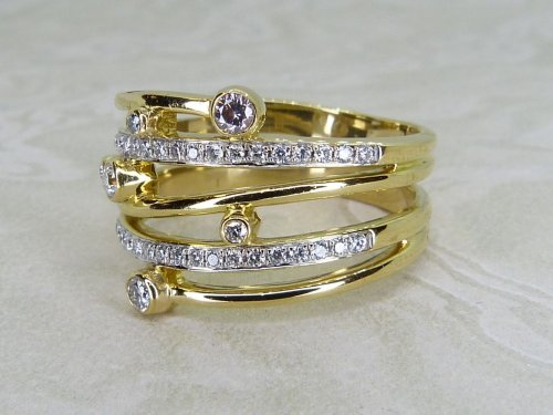 Antique Guest and Philips - Diamond Set, Yellow Gold - White Gold - Five Row Raindance Ring R5365