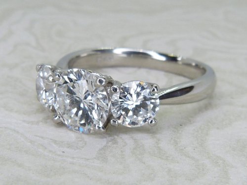 Antique Guest and Philips - Diamond Set, Platinum - Three Stone Ring R5690