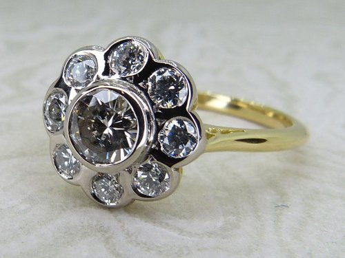 Antique Guest and Philips - Diamond Set, Yellow Gold - Flower Cluster Ring R5719