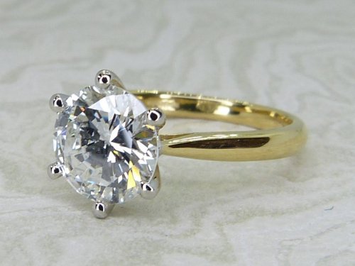 Antique Guest and Philips - Diamond Set, Yellow Gold - Platinum - Single Stone Ring R5723 (R4669)